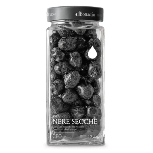 Il Bottaccio Preserved Foods-- Dried Black Olives - Italian - High Quality - 380 gr - Avvenice