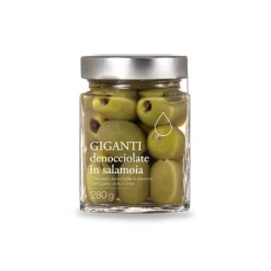 Il Bottaccio Preserved Foods-- Green Pitted Giants Olives in Brine - Olives - Extra Virgin Olive Oil - Italian - High Quality - 280 g - Avvenice