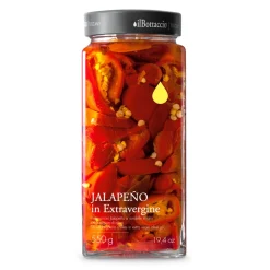 Il Bottaccio Preserved Foods-- Spicy Jalapeño Peppers in Extra Virgin Olive Oil - Italian - High Quality - 550 gr - Avvenice