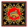 Ilian Rachov Scarves-- Imperial Jaguar Red Silk Scarf - Baroque - Silk Foulard - Luxury High Quality - Avvenice