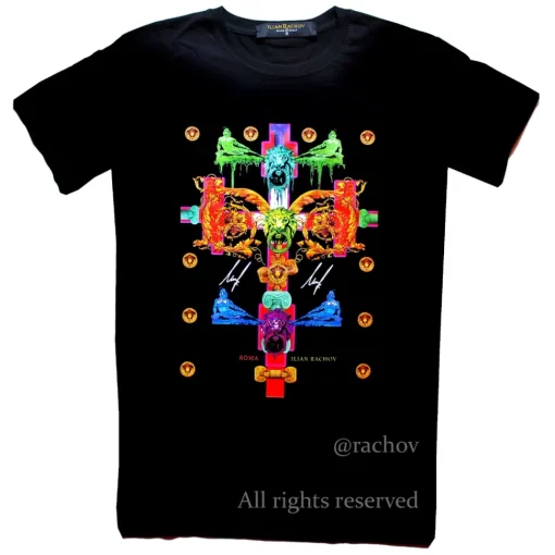 Ilian Rachov T-shirt-- Lion Cross T-Shirt - Baroque - T-Shirt - Luxury High Quality - Avvenice