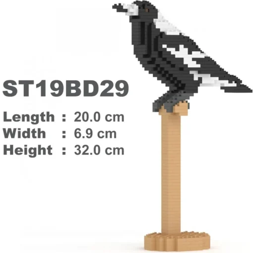 Jekca Games-- Australian Magpie 01S - Lego - Sculpture - Construction - 4D - Brick Animals - Toys - Avvenice
