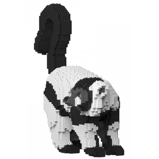 Jekca Games-- Black and White Lemur 01S - Lego - Sculpture - Construction - 4D - Brick Animals - Toys - Avvenice