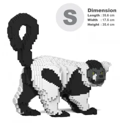 Jekca Games-- Black and White Lemur 01S - Lego - Sculpture - Construction - 4D - Brick Animals - Toys - Avvenice