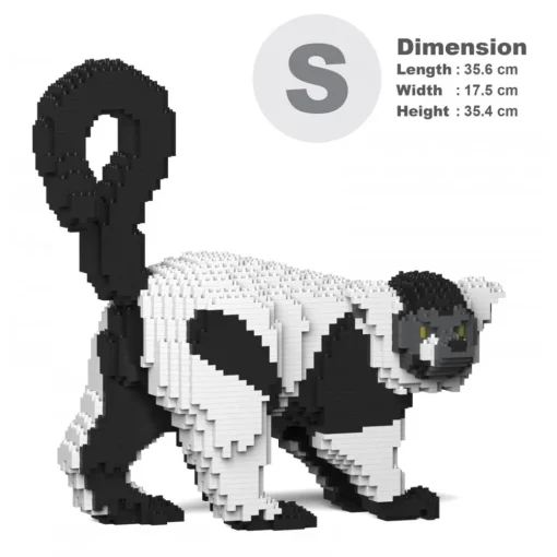 Jekca Games-- Black and White Lemur 01S - Lego - Sculpture - Construction - 4D - Brick Animals - Toys - Avvenice