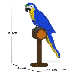 Jekca Games-- Blue-and-Gold Macaw 01S - Lego - Sculpture - Construction - 4D - Brick Animals - Toys - Avvenice