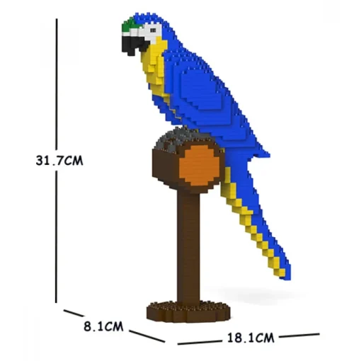 Jekca Games-- Blue-and-Gold Macaw 01S - Lego - Sculpture - Construction - 4D - Brick Animals - Toys - Avvenice
