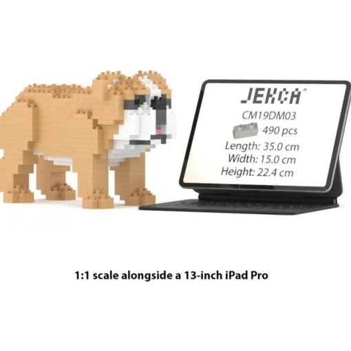 Jekca Games-- English Bulldog Mini 01 - Big - Lego - Sculpture - Construction - 4D - Brick Animals - Toys - Avvenice