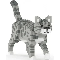 Jekca Games-- Grey Tabby Cat Mini 01 - Big - Lego - Sculpture - Construction - 4D - Brick Animals - Toys - Avvenice