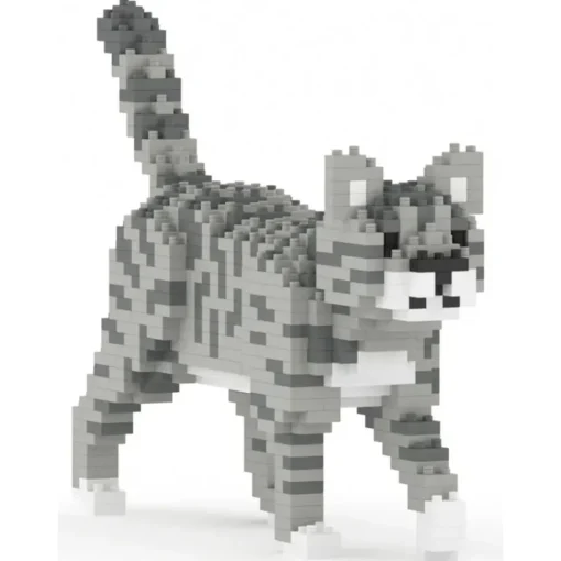 Jekca Games-- Grey Tabby Cat Mini 01 - Big - Lego - Sculpture - Construction - 4D - Brick Animals - Toys - Avvenice