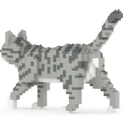 Jekca Games-- Grey Tabby Cat Mini 01 - Big - Lego - Sculpture - Construction - 4D - Brick Animals - Toys - Avvenice