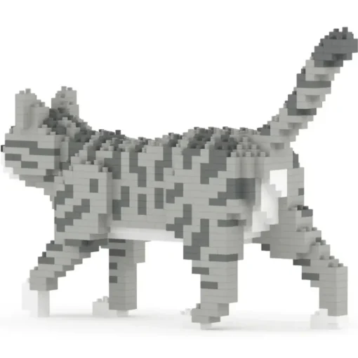 Jekca Games-- Grey Tabby Cat Mini 01 - Big - Lego - Sculpture - Construction - 4D - Brick Animals - Toys - Avvenice
