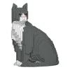 Jekca Games-- Grey Tuxedo Cat 01S - Lego - Sculpture - Construction - 4D - Brick Animals - Toys - Avvenice