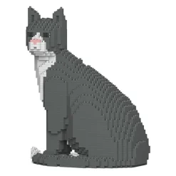 Jekca Games-- Grey Tuxedo Cat 01S - Lego - Sculpture - Construction - 4D - Brick Animals - Toys - Avvenice