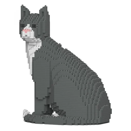 Jekca Games-- Grey Tuxedo Cat 01S - Lego - Sculpture - Construction - 4D - Brick Animals - Toys - Avvenice