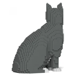 Jekca Games-- Grey Tuxedo Cat 01S - Lego - Sculpture - Construction - 4D - Brick Animals - Toys - Avvenice