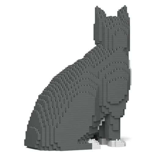 Jekca Games-- Grey Tuxedo Cat 01S - Lego - Sculpture - Construction - 4D - Brick Animals - Toys - Avvenice
