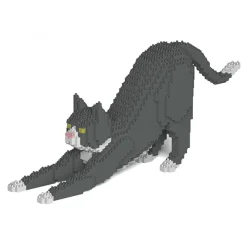 Jekca Games-- Grey Tuxedo Cat 04S - Lego - Sculpture - Construction - 4D - Brick Animals - Toys - Avvenice