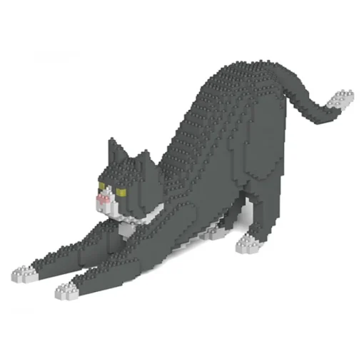 Jekca Games-- Grey Tuxedo Cat 04S - Lego - Sculpture - Construction - 4D - Brick Animals - Toys - Avvenice