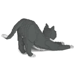 Jekca Games-- Grey Tuxedo Cat 04S - Lego - Sculpture - Construction - 4D - Brick Animals - Toys - Avvenice