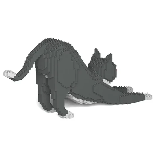 Jekca Games-- Grey Tuxedo Cat 04S - Lego - Sculpture - Construction - 4D - Brick Animals - Toys - Avvenice