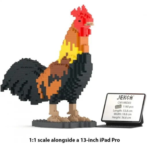 Jekca Games-- Rooster 01 - Big - Lego - Sculpture - Construction - 4D - Brick Animals - Toys - Avvenice