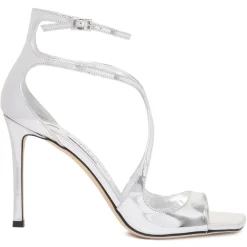 Jimmy Choo Shoes-- Azia Sandals - Silver - Exclusive Luxury Collection - Avvenice