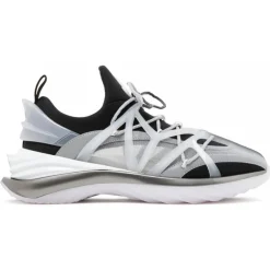 Jimmy Choo Shoes-- Cosmos/M Calf Leather Low Top Sneakers - Black White Light Grey - Exclusive Luxury Collection - Avvenice