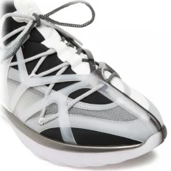 Jimmy Choo Shoes-- Cosmos/M Calf Leather Low Top Sneakers - Black White Light Grey - Exclusive Luxury Collection - Avvenice