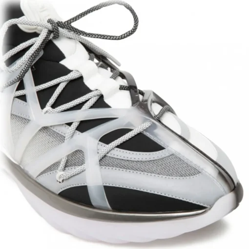 Jimmy Choo Shoes-- Cosmos/M Calf Leather Low Top Sneakers - Black White Light Grey - Exclusive Luxury Collection - Avvenice