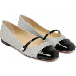 Jimmy Choo Shoes-- Elisa Flats - Black Silver - Exclusive Luxury Collection - Avvenice