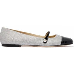 Jimmy Choo Shoes-- Elisa Flats - Black Silver - Exclusive Luxury Collection - Avvenice