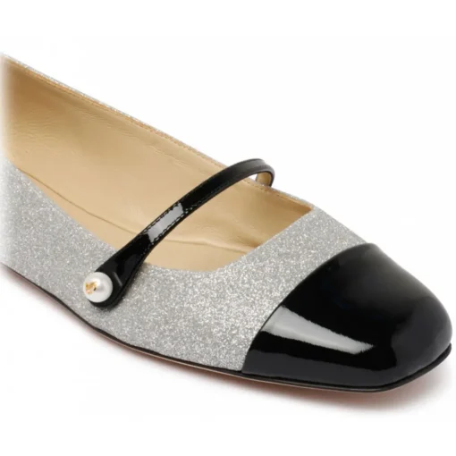 Jimmy Choo Shoes-- Elisa Flats - Black Silver - Exclusive Luxury Collection - Avvenice