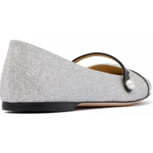 Jimmy Choo Shoes-- Elisa Flats - Black Silver - Exclusive Luxury Collection - Avvenice
