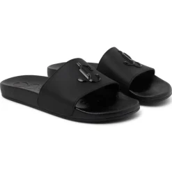 Jimmy Choo Shoes-- Port Monogram Logo Slides - Black - Exclusive Luxury Collection - Avvenice