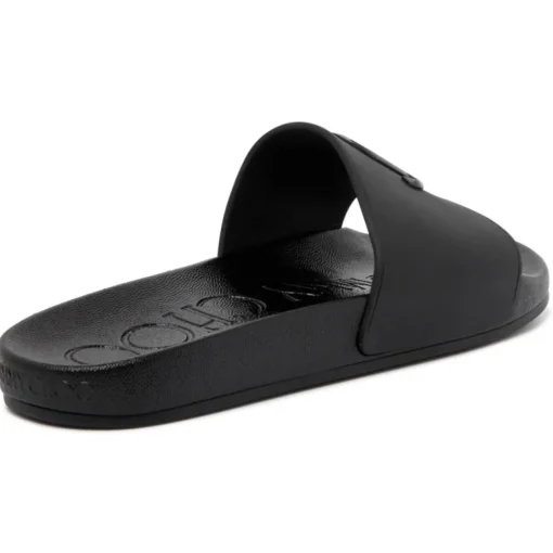 Jimmy Choo Shoes-- Port Monogram Logo Slides - Black - Exclusive Luxury Collection - Avvenice