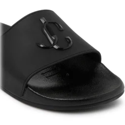 Jimmy Choo Shoes-- Port Monogram Logo Slides - Black - Exclusive Luxury Collection - Avvenice