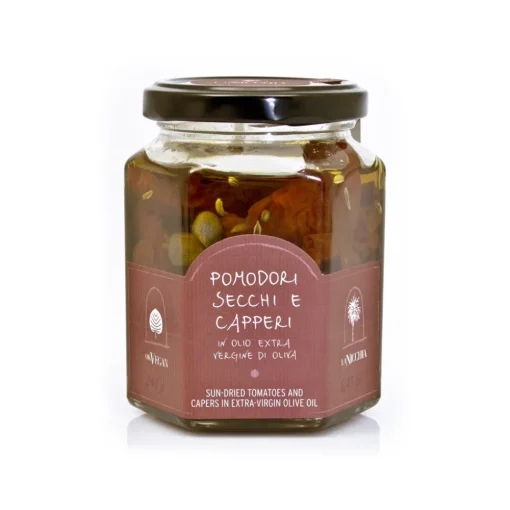 La Nicchia - Pantelleria Preserved Foods-La Nicchia - Capers of Pantelleria since 1949 - Sun-Dried Tomatoes and Capers in Extra-Virgin Olive Oil - 240 g - Avvenice
