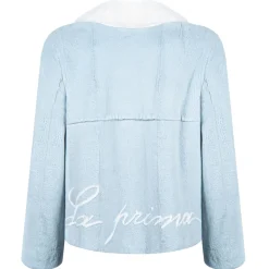 La Prima Luxury Jackets-- La Prima - Light Blue - Vison Fur 8mm Shaved With White Mink - Fur Coat - Luxury Exclusive Collection - Avvenice