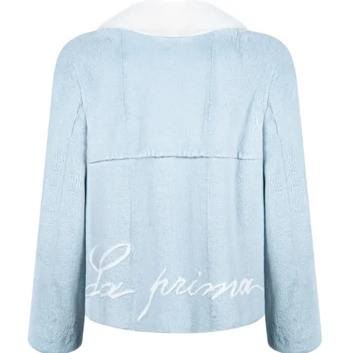 La Prima Luxury Jackets-- La Prima - Light Blue - Vison Fur 8mm Shaved With White Mink - Fur Coat - Luxury Exclusive Collection - Avvenice