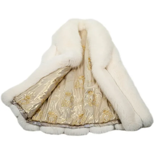 La Prima Luxury Jackets-- Regina - Fox Shadow Fur with Python Hand Painted Inserts and 18 kt Gold Hooks - Luxury Exclusive Collection - Avvenice