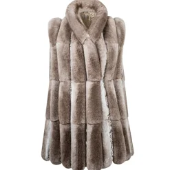 La Prima Luxury Jackets-- Soffio Beige - Beige Leather Gillet - 18 kt Gold Hooks - Fur Coat - Luxury Exclusive Collection - Avvenice