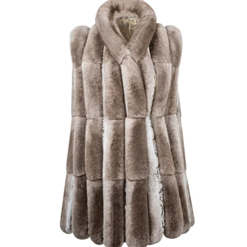 La Prima Luxury Jackets-- Soffio Beige - Beige Leather Gillet - 18 kt Gold Hooks - Fur Coat - Luxury Exclusive Collection - Avvenice