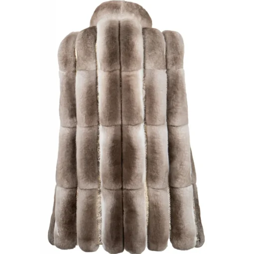 La Prima Luxury Jackets-- Soffio Beige - Beige Leather Gillet - 18 kt Gold Hooks - Fur Coat - Luxury Exclusive Collection - Avvenice