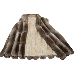 La Prima Luxury Jackets-- Soffio Beige - Beige Leather Gillet - 18 kt Gold Hooks - Fur Coat - Luxury Exclusive Collection - Avvenice