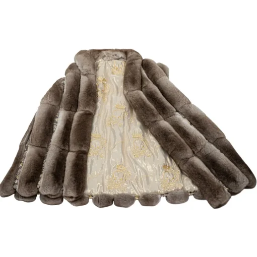 La Prima Luxury Jackets-- Soffio Beige - Beige Leather Gillet - 18 kt Gold Hooks - Fur Coat - Luxury Exclusive Collection - Avvenice