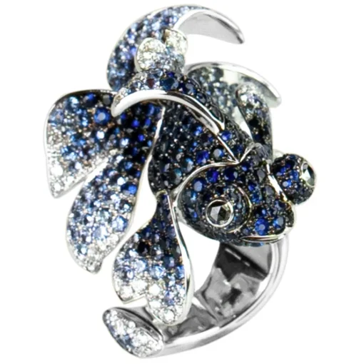 La Prima Luxury Rings-- The Sapphire Blue Fish - Jewelry - Luxury Exclusive Collection - Avvenice