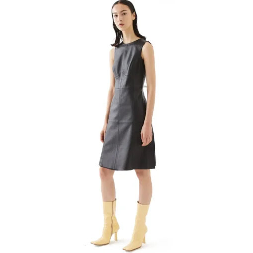 La Rando Dresses-- Berazategui Dress - Soft Lambskin - Black - Artisan Dress - Luxury High Quality Leather - Avvenice