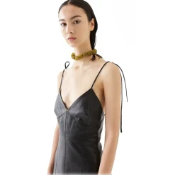 La Rando Dresses-- Bragado Dress - Soft Lambskin - Black - Artisan Dress - Luxury High Quality Leather - Avvenice