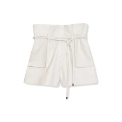La Rando Trousers-- Campana Shorts - Lambskin Leather - White - Luxury High Quality Leather - Avvenice